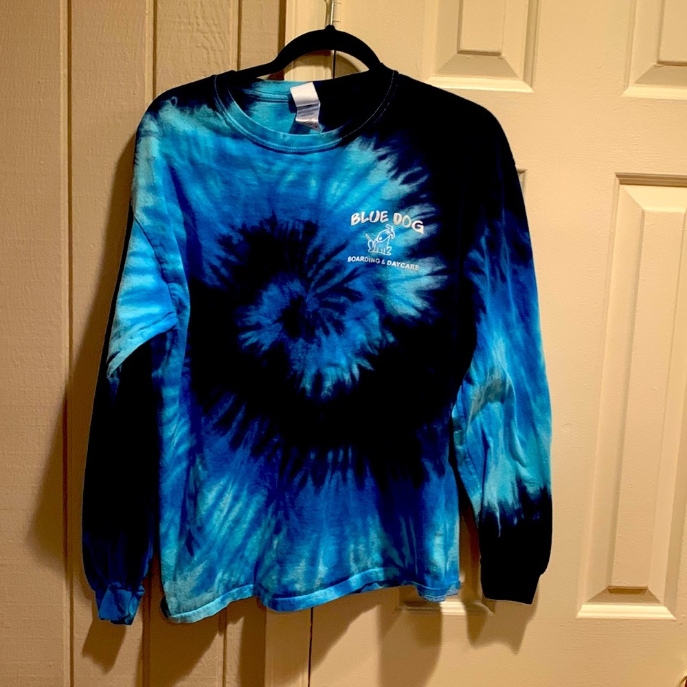 Blue Tye-Dye Dog Daycare Long Sleeve Shirt